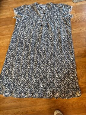 Floral Navy Blue Short-Sleeve Women's Dress